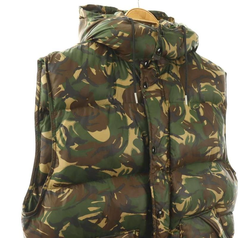 Celine Camo Pattern Vest Jacket Outer Khaki Beige Brown CX