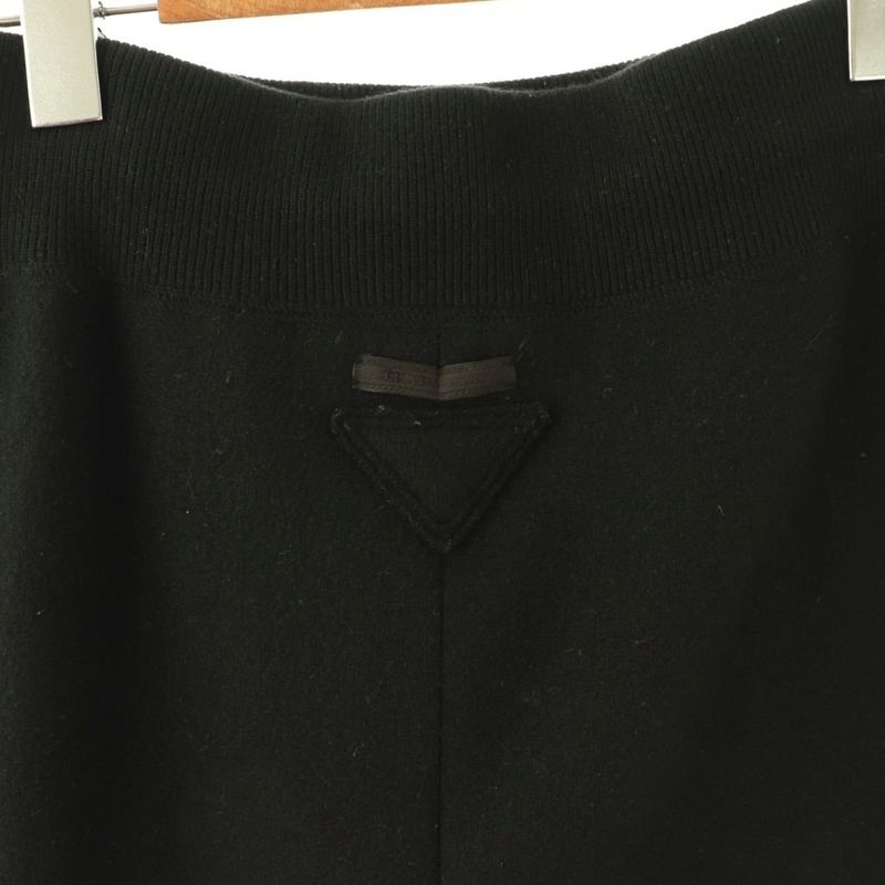 Prada Tight Skirt Wool Back Triangle Slit Long Easy XS Black TK