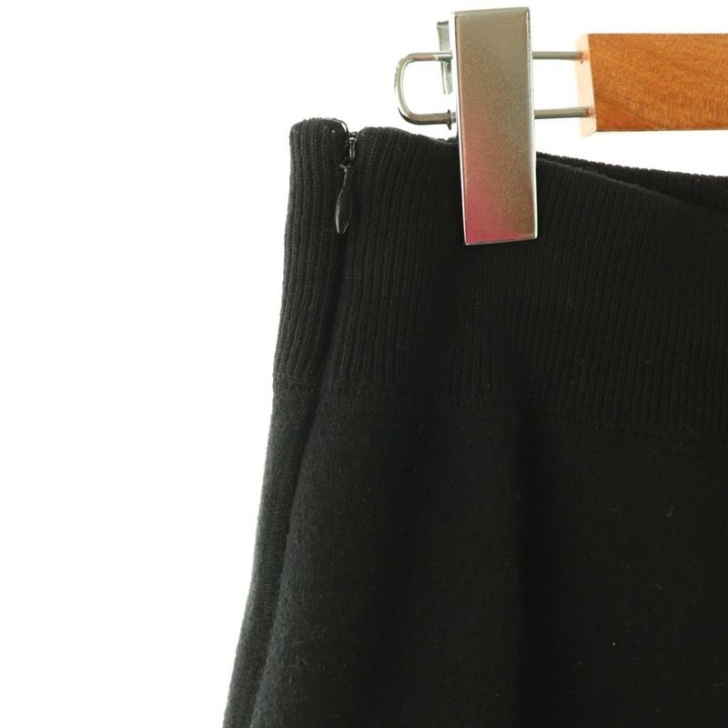Prada Tight Skirt Wool Back Triangle Slit Long Easy XS Black TK