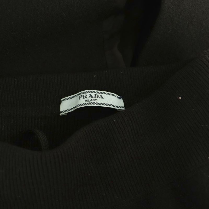 Prada Tight Skirt Wool Back Triangle Slit Long Easy XS Black TK