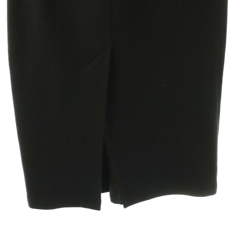 Prada Tight Skirt Wool Back Triangle Slit Long Easy XS Black TK