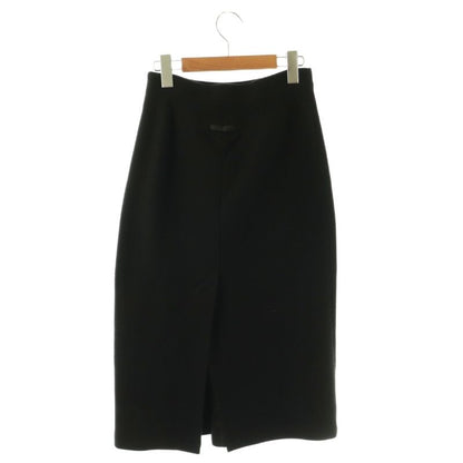 Prada Tight Skirt Wool Back Triangle Slit Long Easy XS Black TK