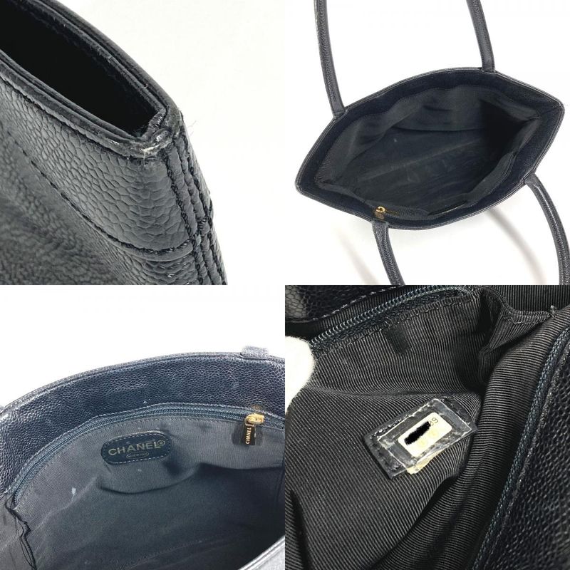 Chanel Handbag CC Logo Caviar Leather Black