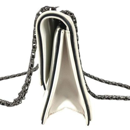 Chanel Shoulder Bag Logo Leather White Logo