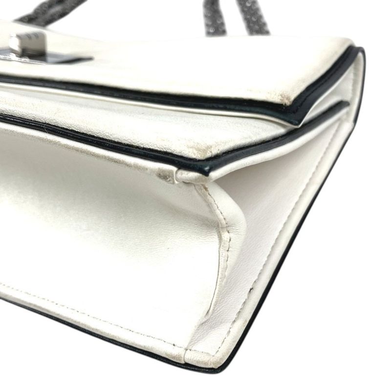 Chanel Shoulder Bag Logo Leather White Logo