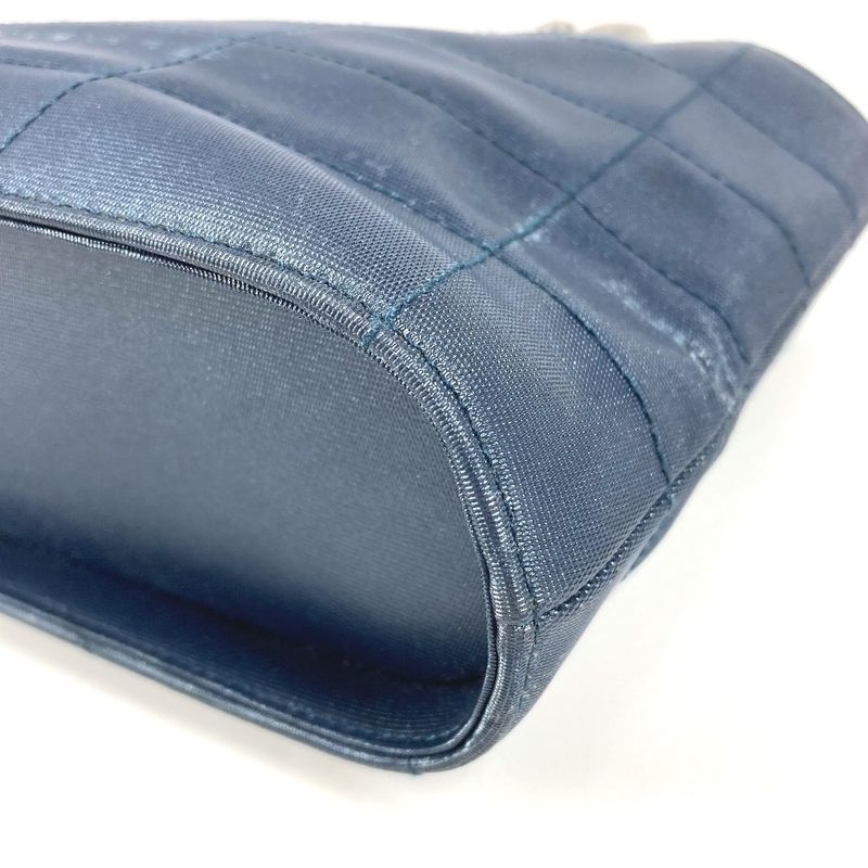 Chanel Handbag Metal Handle Nylon Canvas Blue