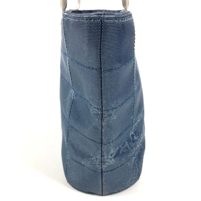 Chanel Handbag Metal Handle Nylon Canvas Blue