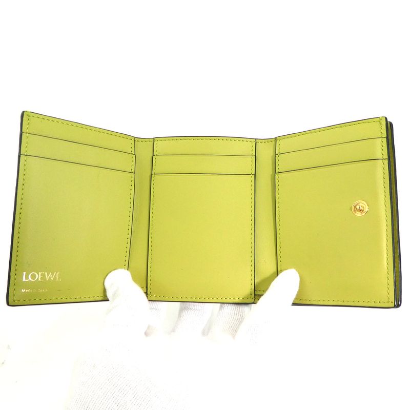 Loewe Trifold Wallet Leather Green Yellowgreen