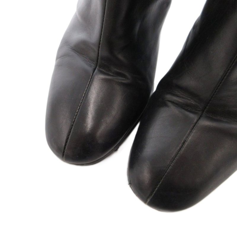 Hermes Exlibris Short Boots Embossed Logo Side Zip 38 Black YJ