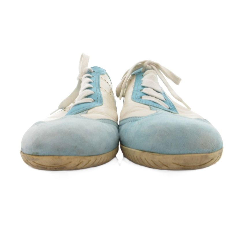 Hermes Quick Leather Suede Sneakers Shoes 37 Light Blue White YJ Light