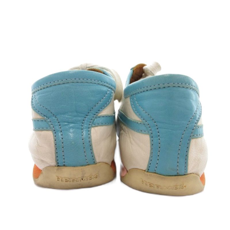 Hermes Quick Leather Suede Sneakers Shoes 37 Light Blue White YJ Light