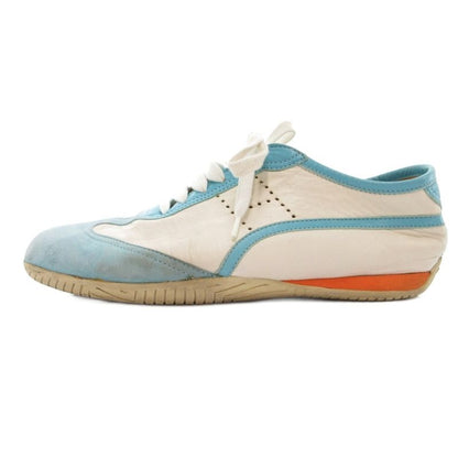 Hermes Quick Leather Suede Sneakers Shoes 37 Light Blue White YJ Light