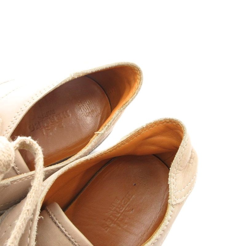 Hermes Quick Leather Suede Sneakers Shoes 37 Beige YJ