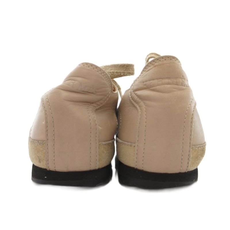 Hermes Quick Leather Suede Sneakers Shoes 37 Beige YJ