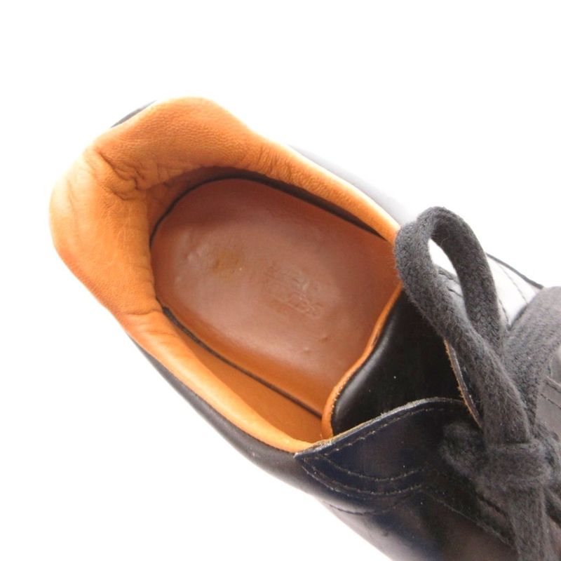 Hermes Quick Sneakers Shoes Low Cut Lace Up Leather 38 Black