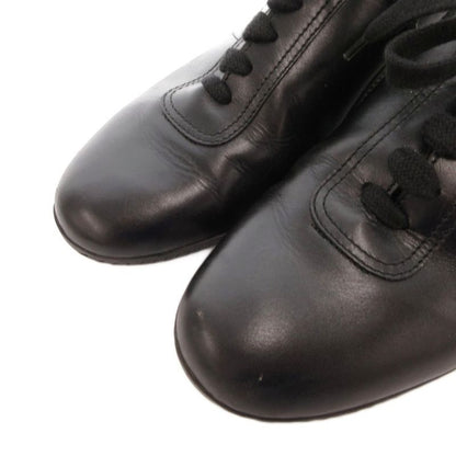 Hermes Quick Sneakers Shoes Low Cut Lace Up Leather 38 Black
