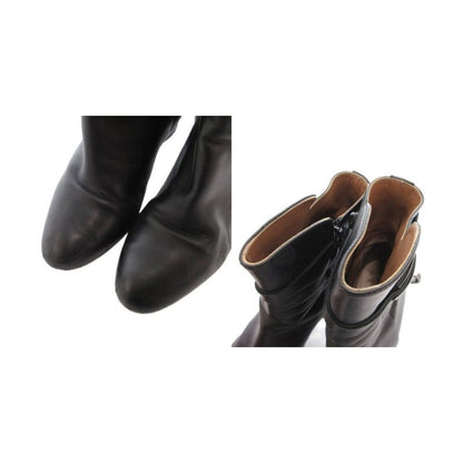 Hermes Saint Germain Kelly Short Boots Leather Side Zip 38.5 Black YJ