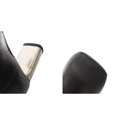 Celine Banban Short Boots Square Toe Side Zip Metal Heel 37.5 Black Silver YJ