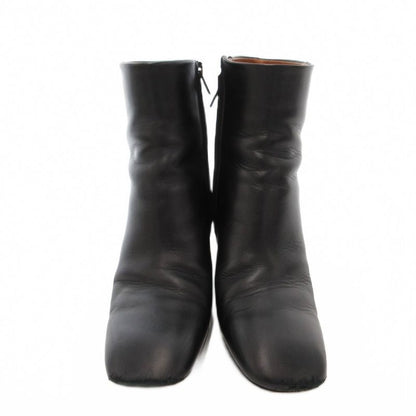Celine Banban Short Boots Square Toe Side Zip Metal Heel 37.5 Black Silver YJ