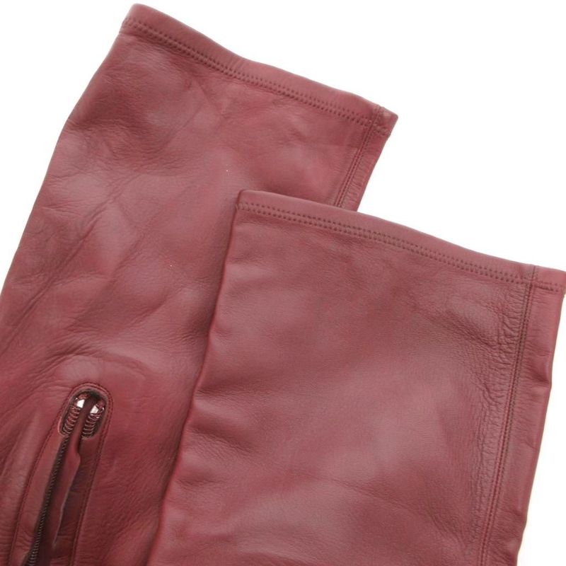 Celine Long Boots Leather Side Zip 37 Gold Bordeaux