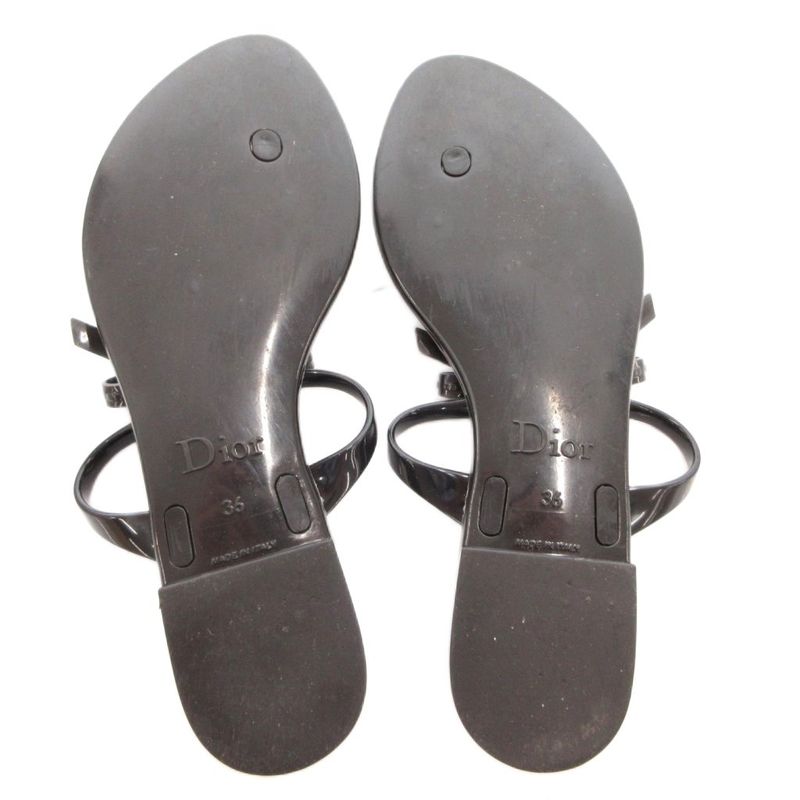 Dior Sandals D Logo Ribbon 36 Black