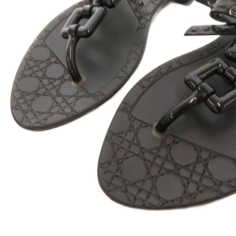 Dior Sandals D Logo Ribbon 36 Black