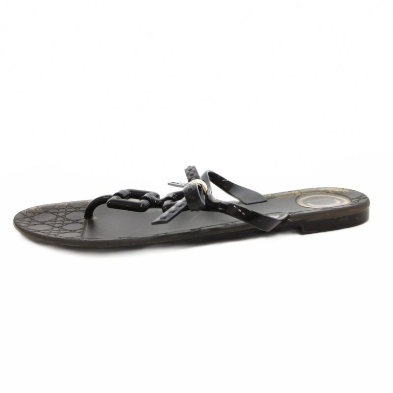 Dior Sandals D Logo Ribbon 36 Black