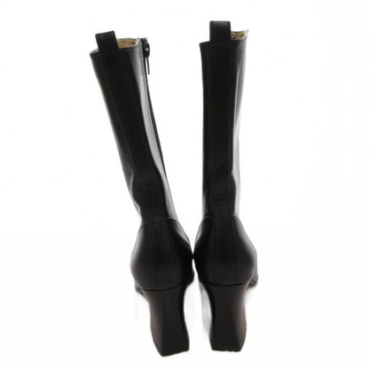 Saint Laurent Yves Long Boots Side Zip Leather 36.5 Black