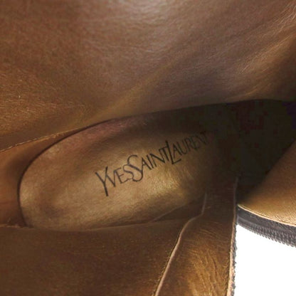Saint Laurent Yves Long Boots Side Zip Leather 36.5 Black