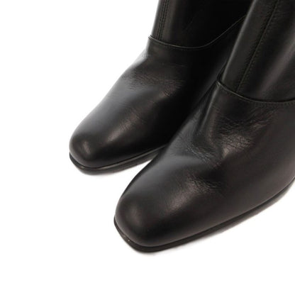 Saint Laurent Yves Long Boots Side Zip Leather 36.5 Black