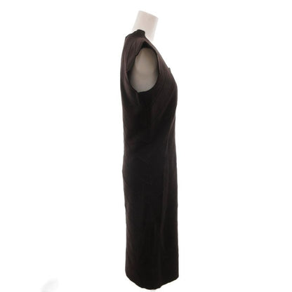 Fendi Dress Scallop Sleeveless Long Wool 42 Brown