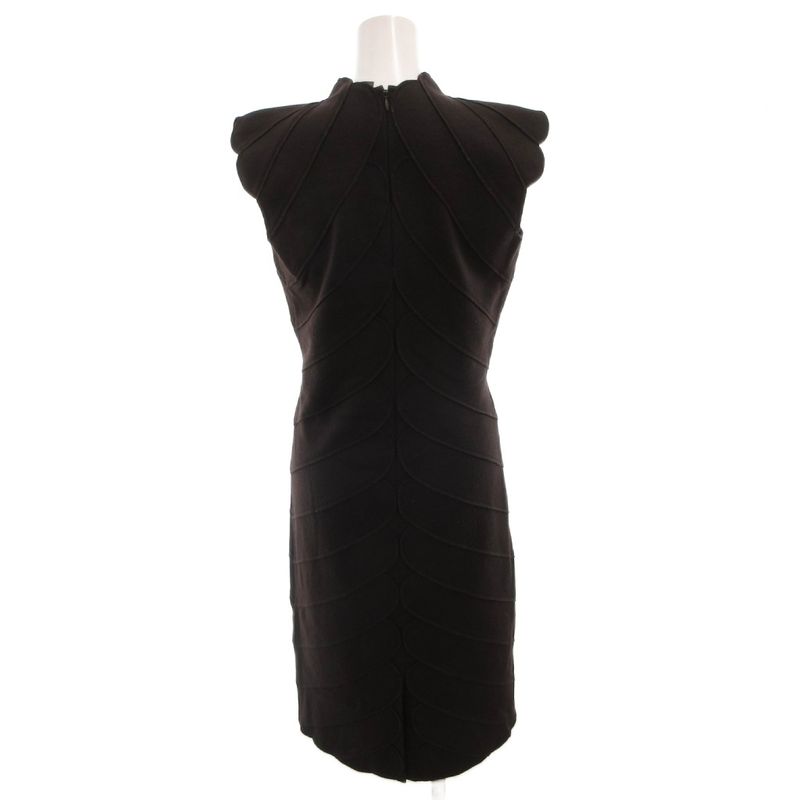 Fendi Dress Scallop Sleeveless Long Wool 42 Brown
