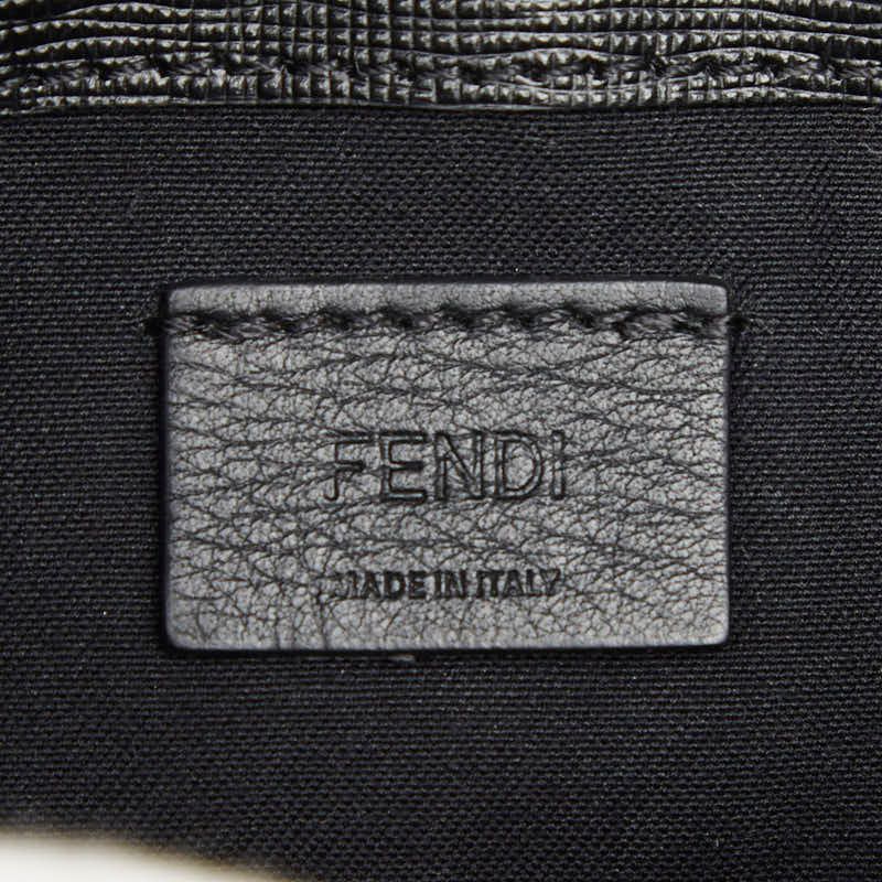 Fendi Carlito Studded Chain Wallet Shoulder Bag Black Leather