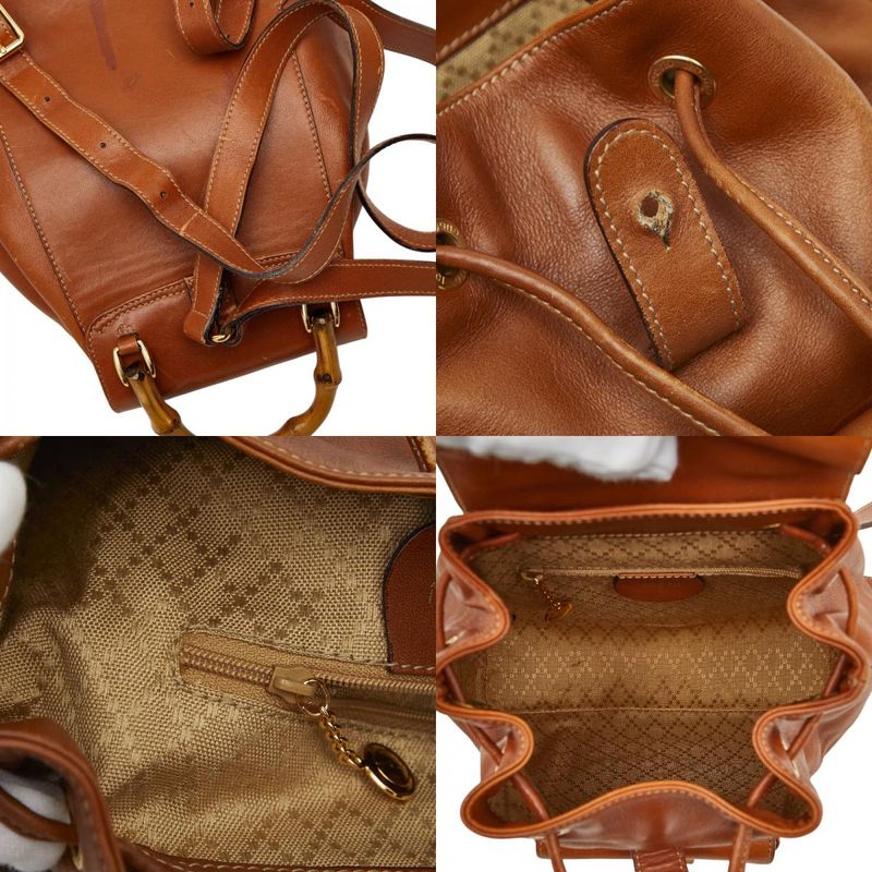 Gucci Bamboo Backpack 03 Brown Leather