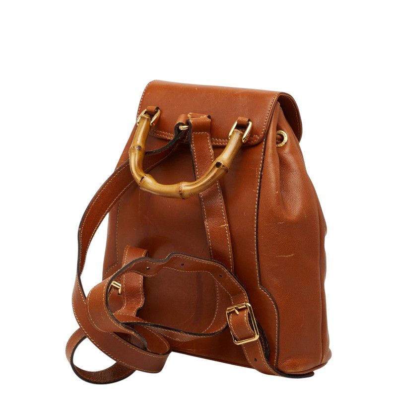 Gucci Bamboo Backpack 03 Brown Leather
