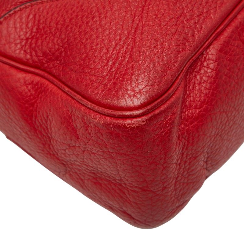 Gucci Bamboo 2-Way Shoulder Bag Red Leather