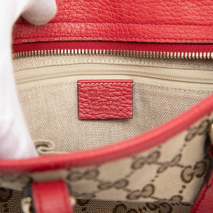 Gucci GG Canvas 2-Way Shoulder Bag Beige Red