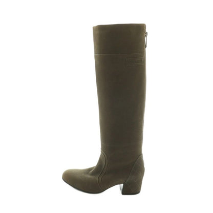 Chanel Long Boots Chunky Heel 35.5 Brown