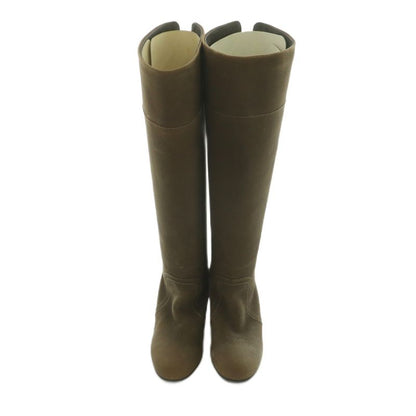 Chanel Long Boots Chunky Heel 35.5 Brown