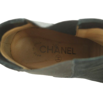 Chanel Bootie Suede Cap Toe CC Logo Side Gore 37C Black