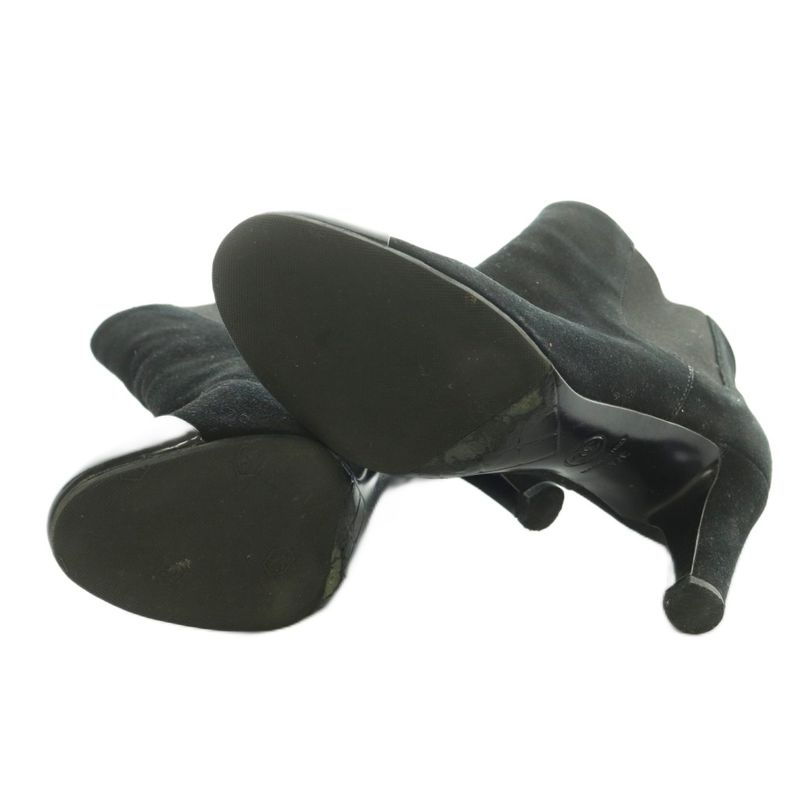 Chanel Bootie Suede Cap Toe CC Logo Side Gore 37C Black