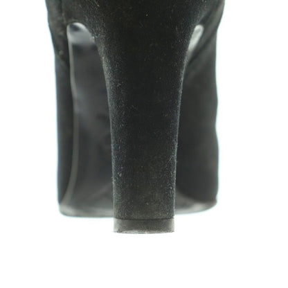 Chanel Bootie Suede Cap Toe CC Logo Side Gore 37C Black