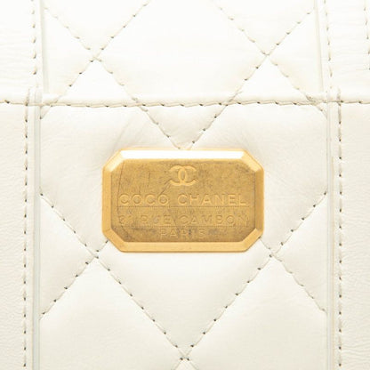 Chanel CC Logo Quilted Chain Shoulder Bag 2-Way White