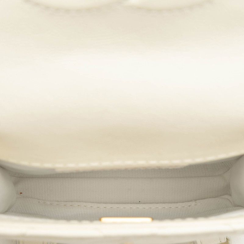 Chanel CC Logo Quilted Chain Shoulder Bag 2-Way White