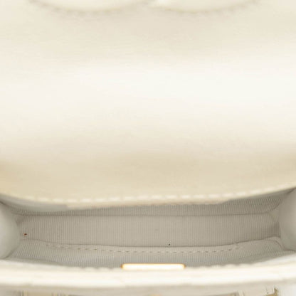 Chanel CC Logo Quilted Chain Shoulder Bag 2-Way White