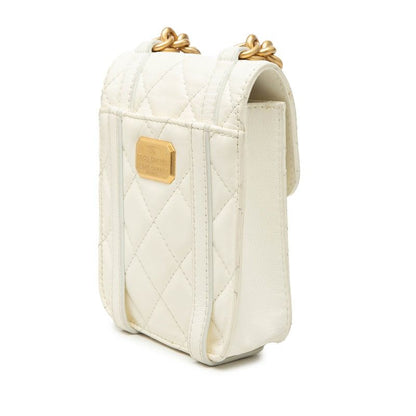 Chanel CC Logo Quilted Chain Shoulder Bag 2-Way White