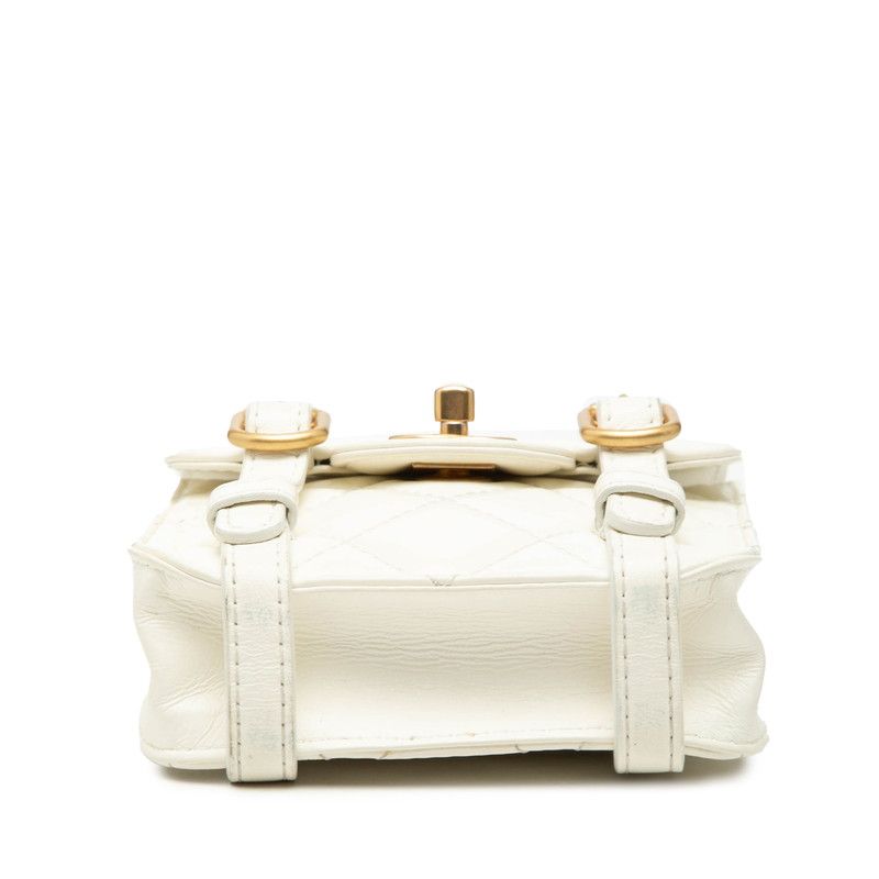 Chanel CC Logo Quilted Chain Shoulder Bag 2-Way White