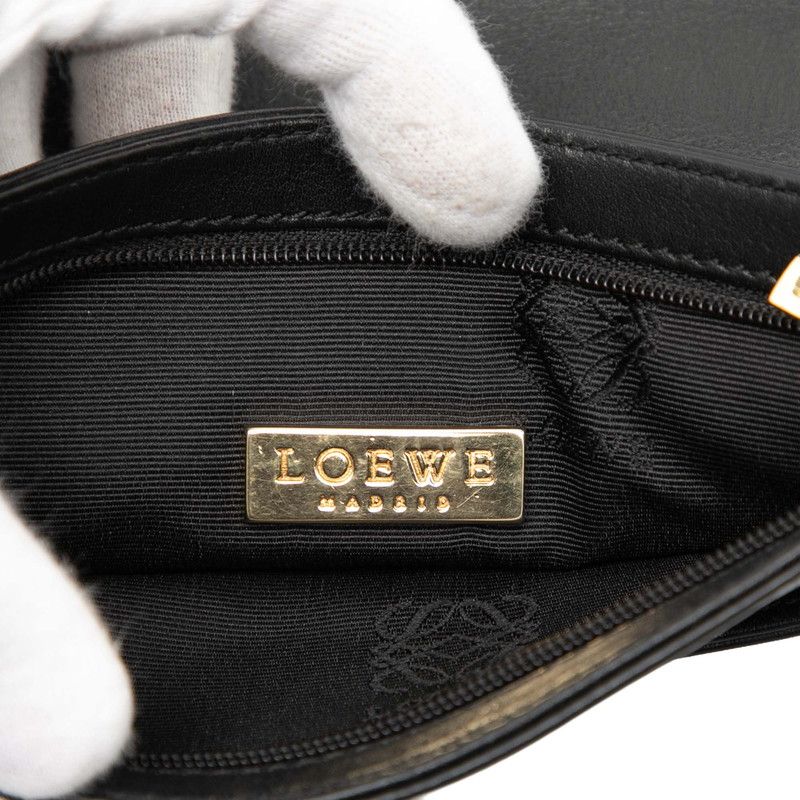 Loewe Anagram Crossbody Shoulder Bag Pochette Black Leather