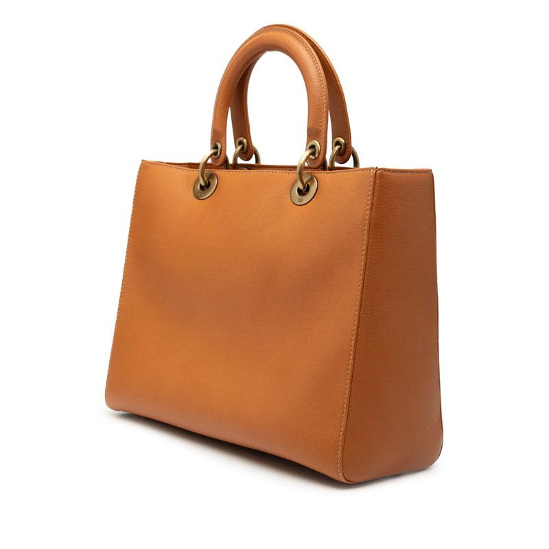 Dior Large 2-Way Shoulder Bag Brown Leather