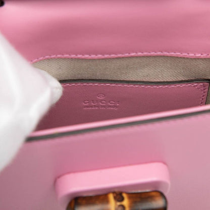 Gucci Bamboo Mini Backpack Shoulder Bag 3Way Pink Leather